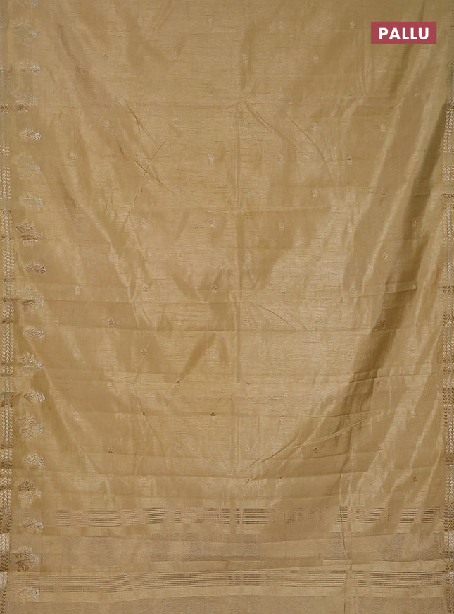 Semi raw silk saree sandal with zari woven buttas and zari woven border