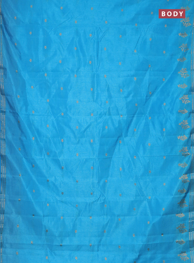 Semi raw silk saree light blue with zari woven buttas and zari woven border