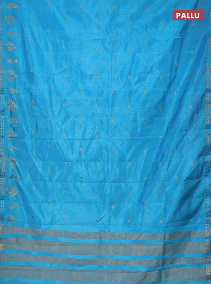 Semi raw silk saree light blue with zari woven buttas and zari woven border