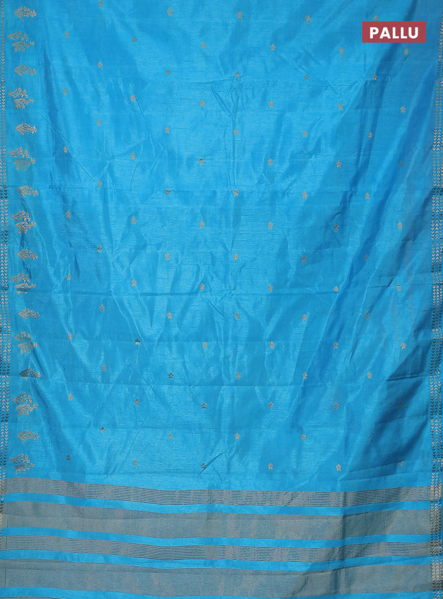 Semi raw silk saree light blue with zari woven buttas and zari woven border