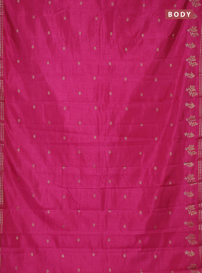 Semi raw silk saree pink with zari woven buttas and zari woven border