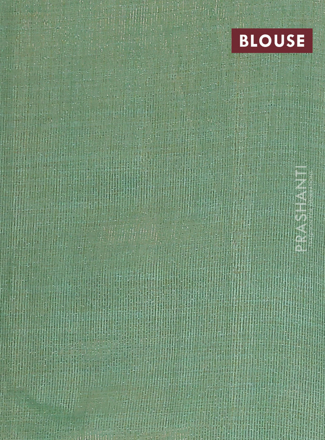 Semi raw silk saree teal green shade with zari woven buttas and zari woven border