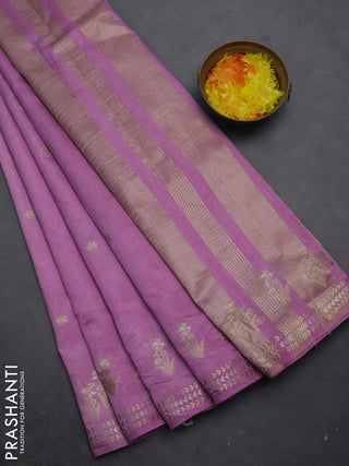 Semi raw silk saree lavender with zari woven buttas and zari woven border