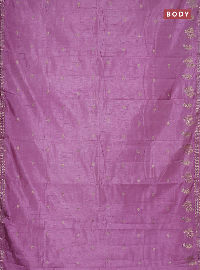 Semi raw silk saree lavender with zari woven buttas and zari woven border