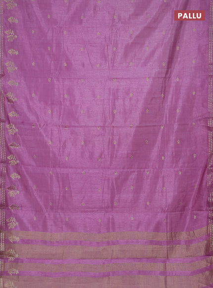 Semi raw silk saree lavender with zari woven buttas and zari woven border