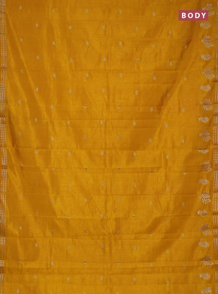 Semi raw silk saree mustard yellow with zari woven buttas and zari woven border