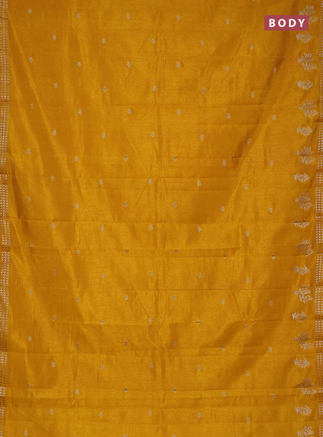 Semi raw silk saree mustard yellow with zari woven buttas and zari woven border