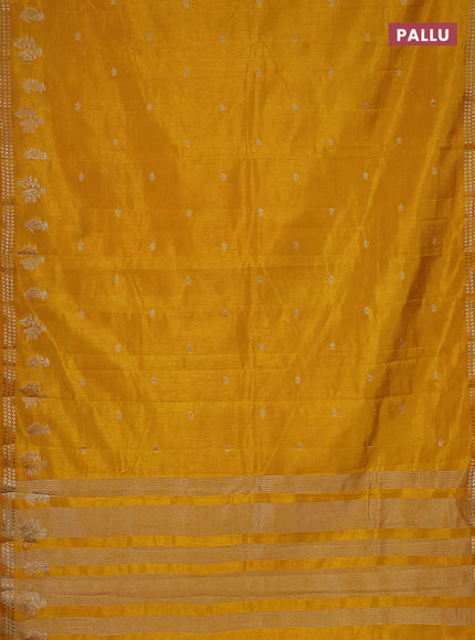 Semi raw silk saree mustard yellow with zari woven buttas and zari woven border
