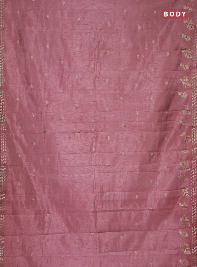 Semi raw silk saree pastel pink with zari woven buttas and zari woven border