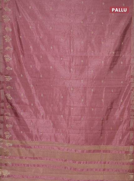 Semi raw silk saree pastel pink with zari woven buttas and zari woven border