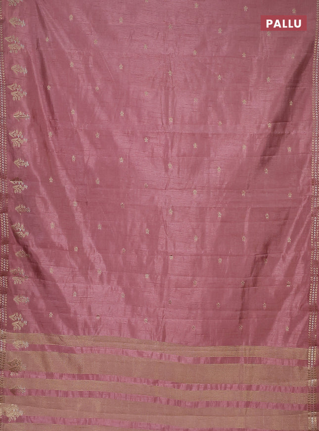 Semi raw silk saree pastel pink with zari woven buttas and zari woven border