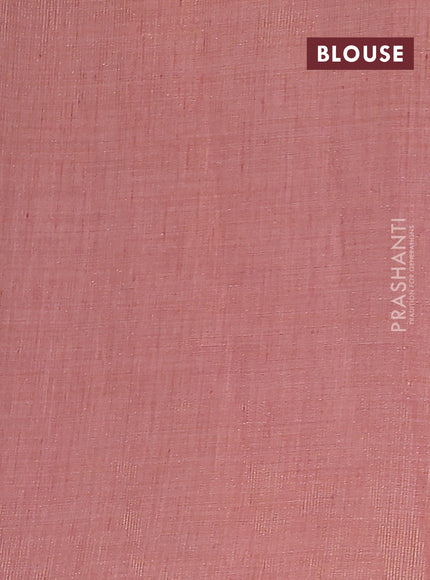 Semi raw silk saree pastel pink with zari woven buttas and zari woven border