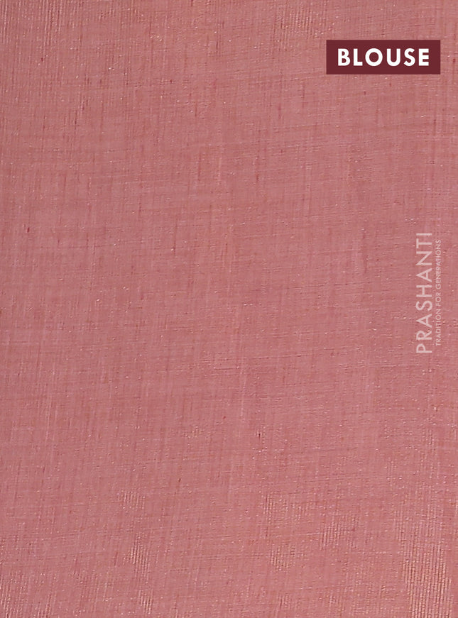 Semi raw silk saree pastel pink with zari woven buttas and zari woven border