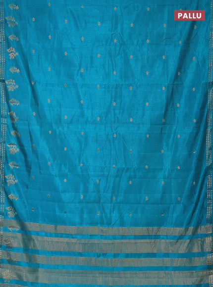Semi raw silk saree teal blue with zari woven buttas and zari woven border