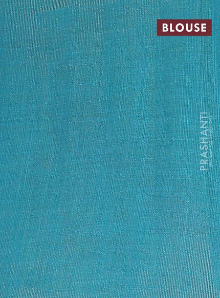 Semi raw silk saree teal blue with zari woven buttas and zari woven border