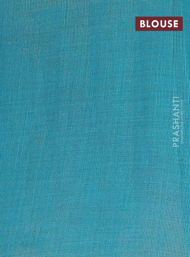 Semi raw silk saree teal blue with zari woven buttas and zari woven border