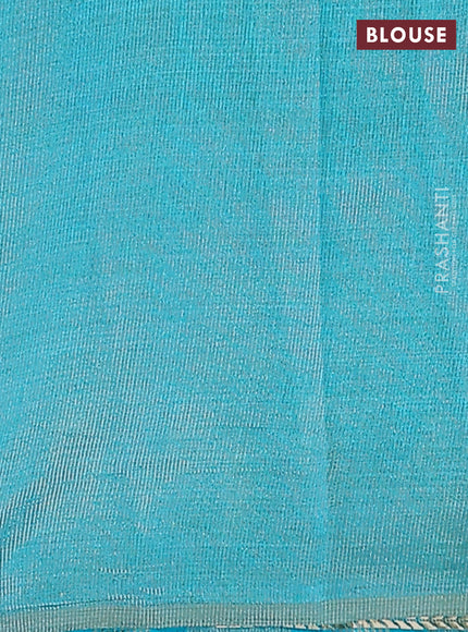 Semi raw silk saree teal blue with zari woven buttas and zari woven border