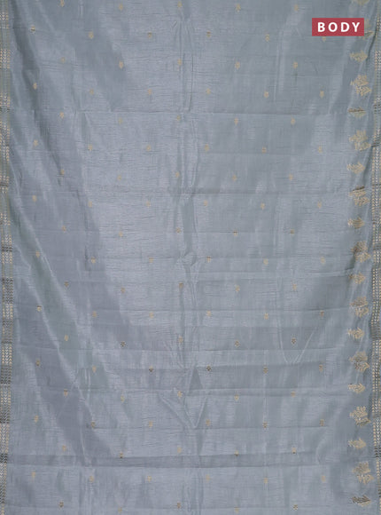 Semi raw silk saree grey with zari woven buttas and zari woven border