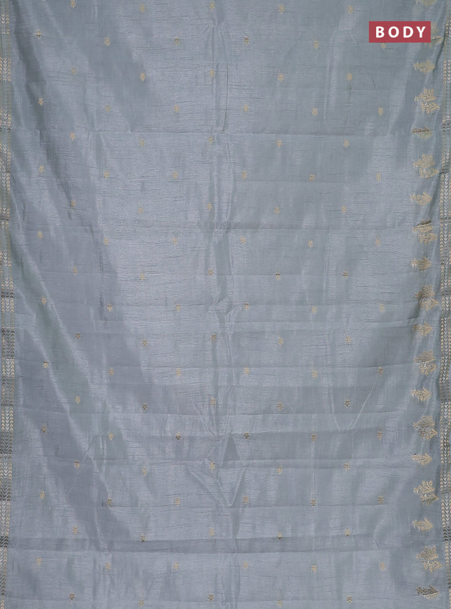 Semi raw silk saree grey with zari woven buttas and zari woven border