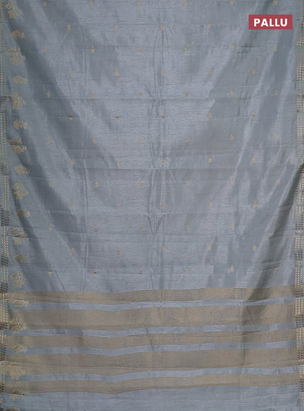 Semi raw silk saree grey with zari woven buttas and zari woven border