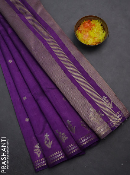 Semi raw silk saree purple with zari woven buttas and zari woven border