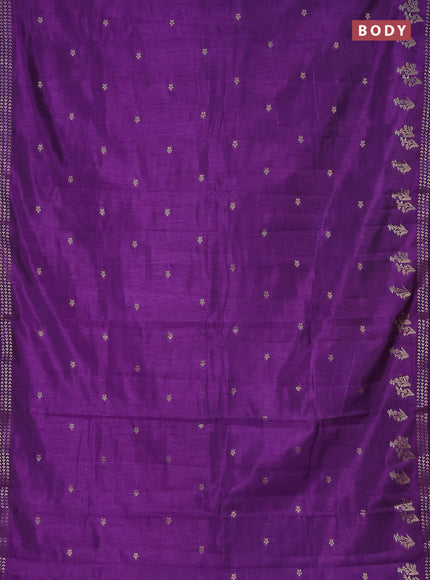 Semi raw silk saree purple with zari woven buttas and zari woven border