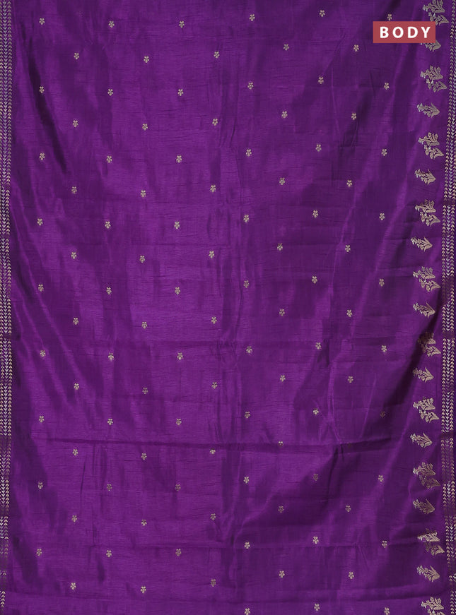 Semi raw silk saree purple with zari woven buttas and zari woven border