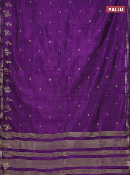 Semi raw silk saree purple with zari woven buttas and zari woven border