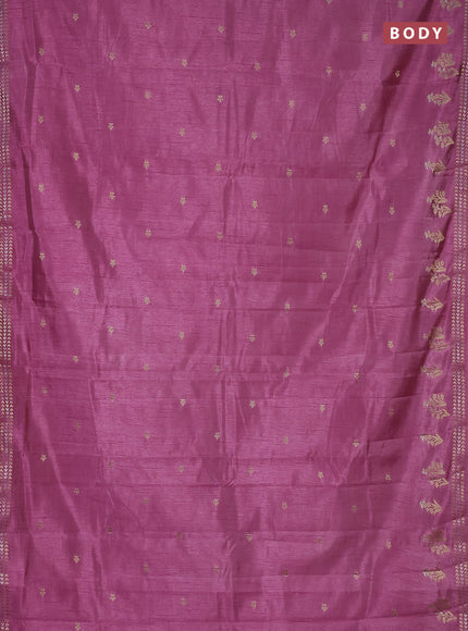 Semi raw silk saree mauve pink with zari woven buttas and zari woven border
