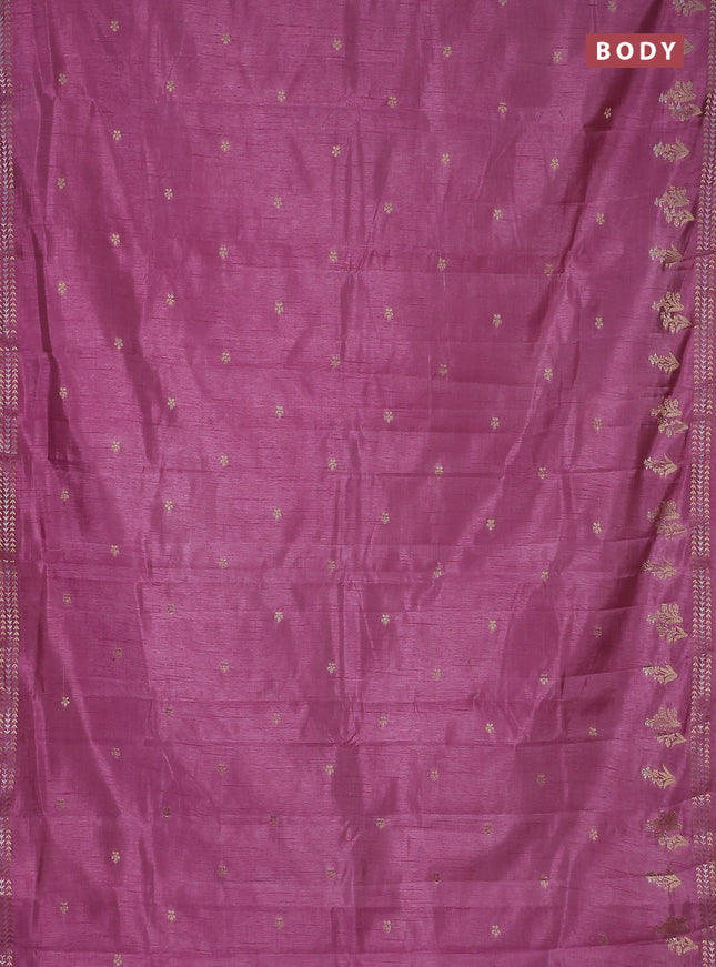 Semi raw silk saree mauve pink with zari woven buttas and zari woven border