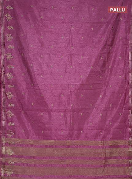 Semi raw silk saree mauve pink with zari woven buttas and zari woven border