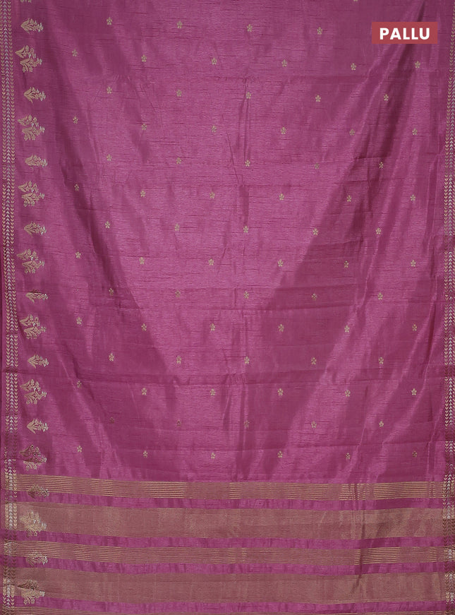 Semi raw silk saree mauve pink with zari woven buttas and zari woven border