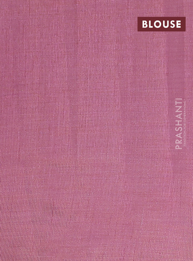 Semi raw silk saree mauve pink with zari woven buttas and zari woven border