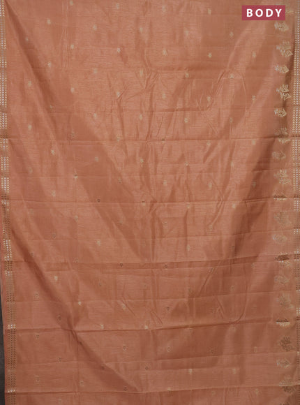 Semi raw silk saree sandal with zari woven buttas and zari woven border