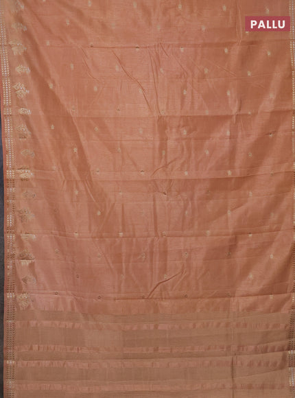 Semi raw silk saree sandal with zari woven buttas and zari woven border