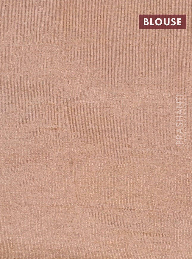 Semi raw silk saree sandal with zari woven buttas and zari woven border