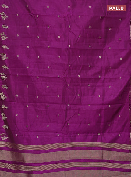 Semi raw silk saree purple with zari woven buttas and zari woven border