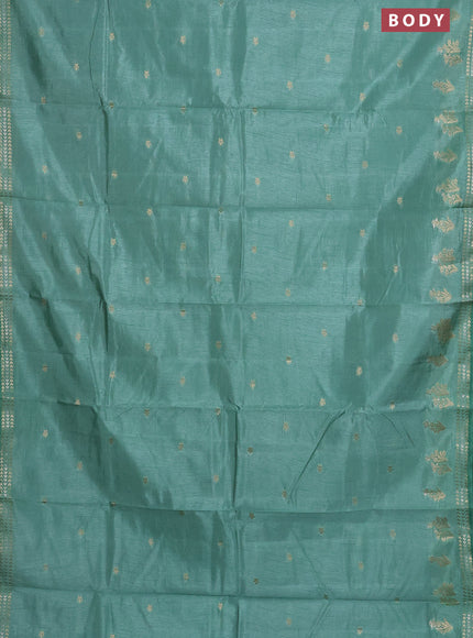 Semi raw silk saree pastel green with zari woven buttas and zari woven border