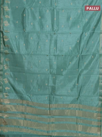 Semi raw silk saree pastel green with zari woven buttas and zari woven border