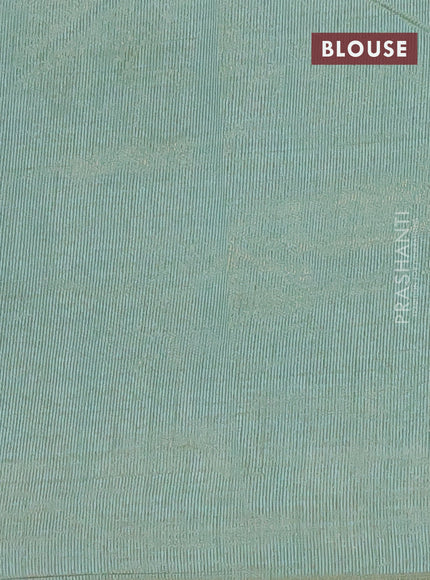 Semi raw silk saree pastel green with zari woven buttas and zari woven border