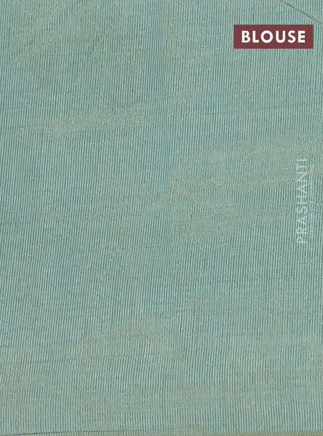 Semi raw silk saree pastel green with zari woven buttas and zari woven border