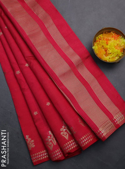 Semi raw silk saree pink with zari woven buttas and zari woven border