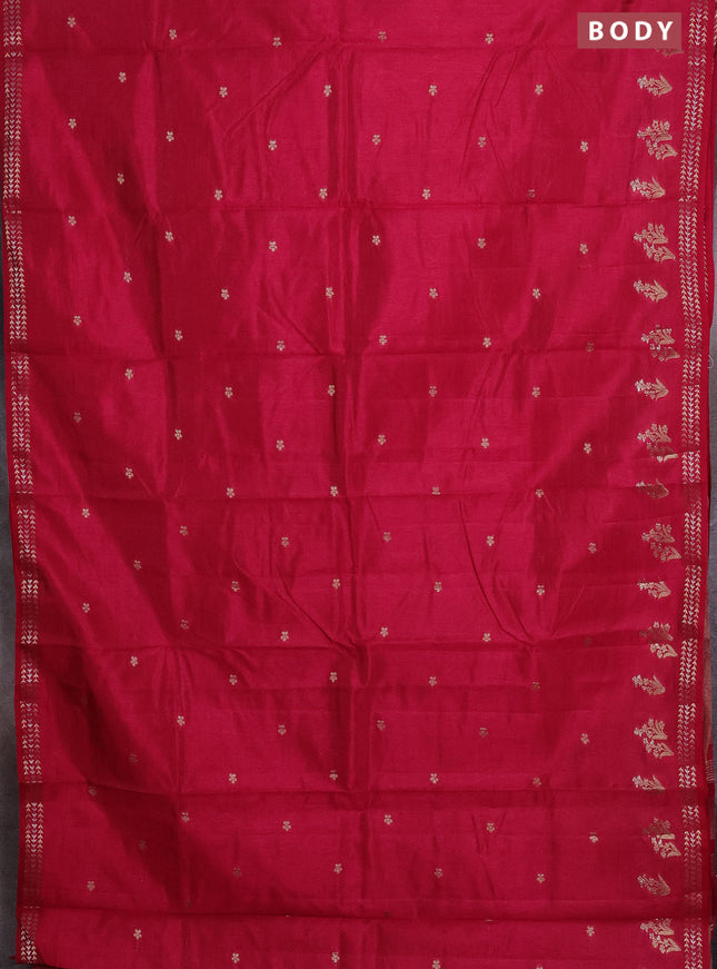 Semi raw silk saree pink with zari woven buttas and zari woven border