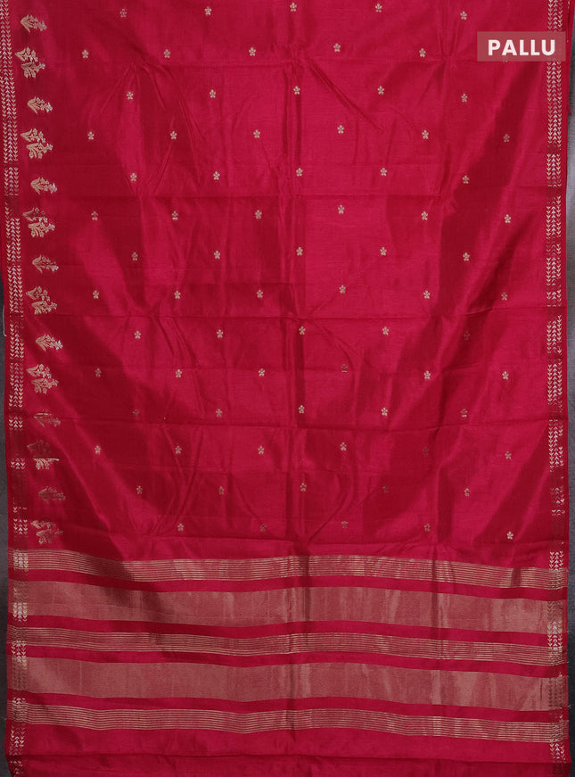 Semi raw silk saree pink with zari woven buttas and zari woven border