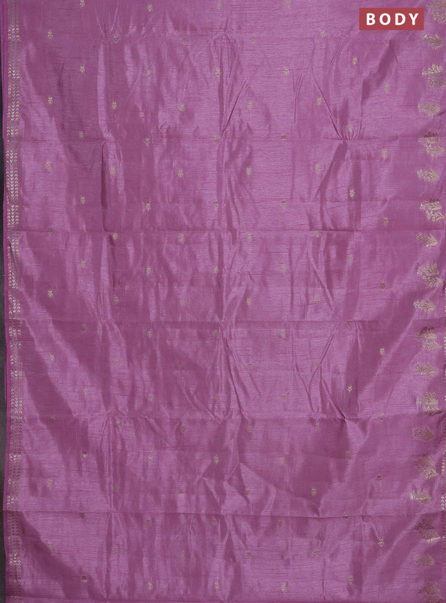 Semi raw silk saree lavender shade with zari woven buttas and zari woven border