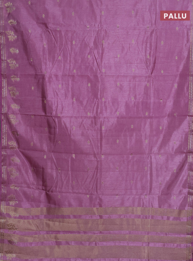 Semi raw silk saree lavender shade with zari woven buttas and zari woven border