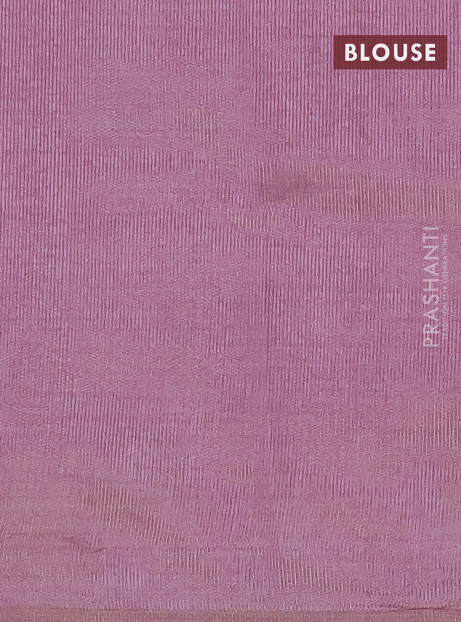 Semi raw silk saree lavender shade with zari woven buttas and zari woven border