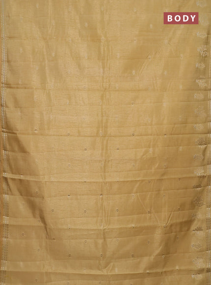 Semi raw silk saree sandal with zari woven buttas and zari woven border