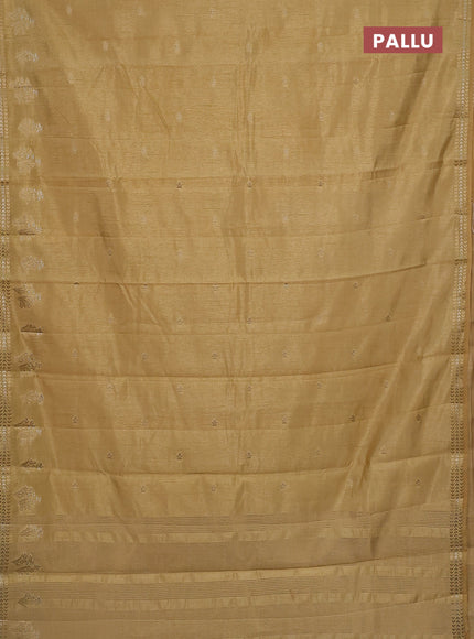 Semi raw silk saree sandal with zari woven buttas and zari woven border