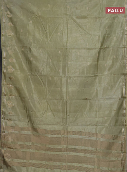 Semi raw silk saree pista green with zari woven buttas and zari woven border